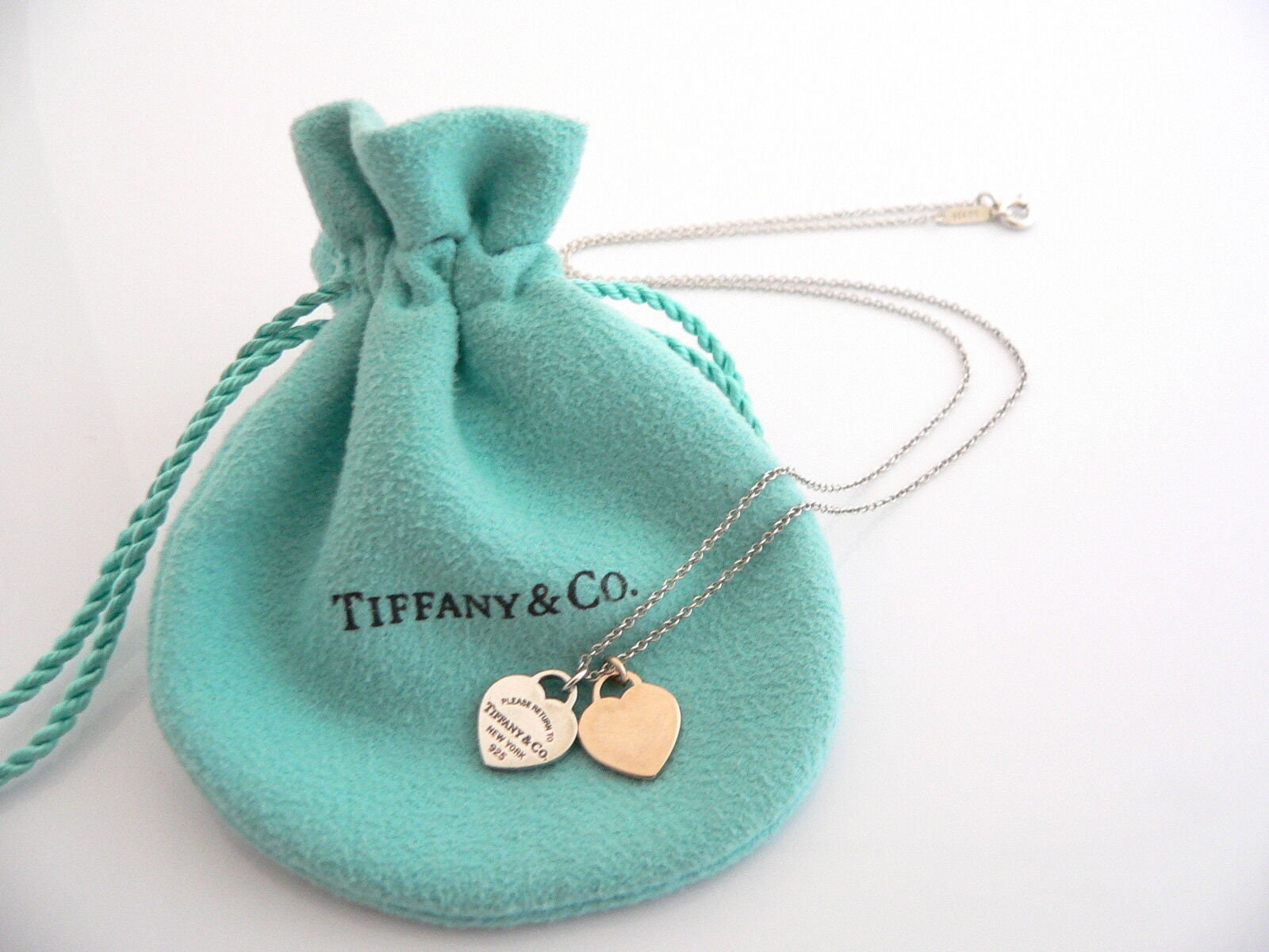 Tiffany and Co Silver 18K Rose Gold Return Two Hearts