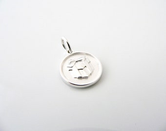 Tiffany & Co Silver Gift Box Round Charm Pendant Excellent Love Gift for Yourself Anniversary Christmas Birthday Present
