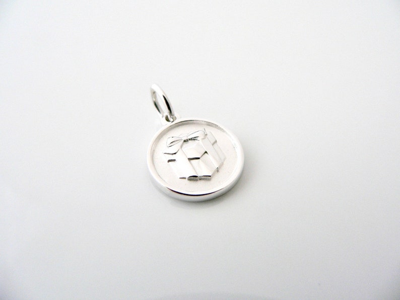 Tiffany & Co Silver Gift Box Round Charm Pendant Excellent Love Gift for Yourself Anniversary Christmas Birthday Present image 1