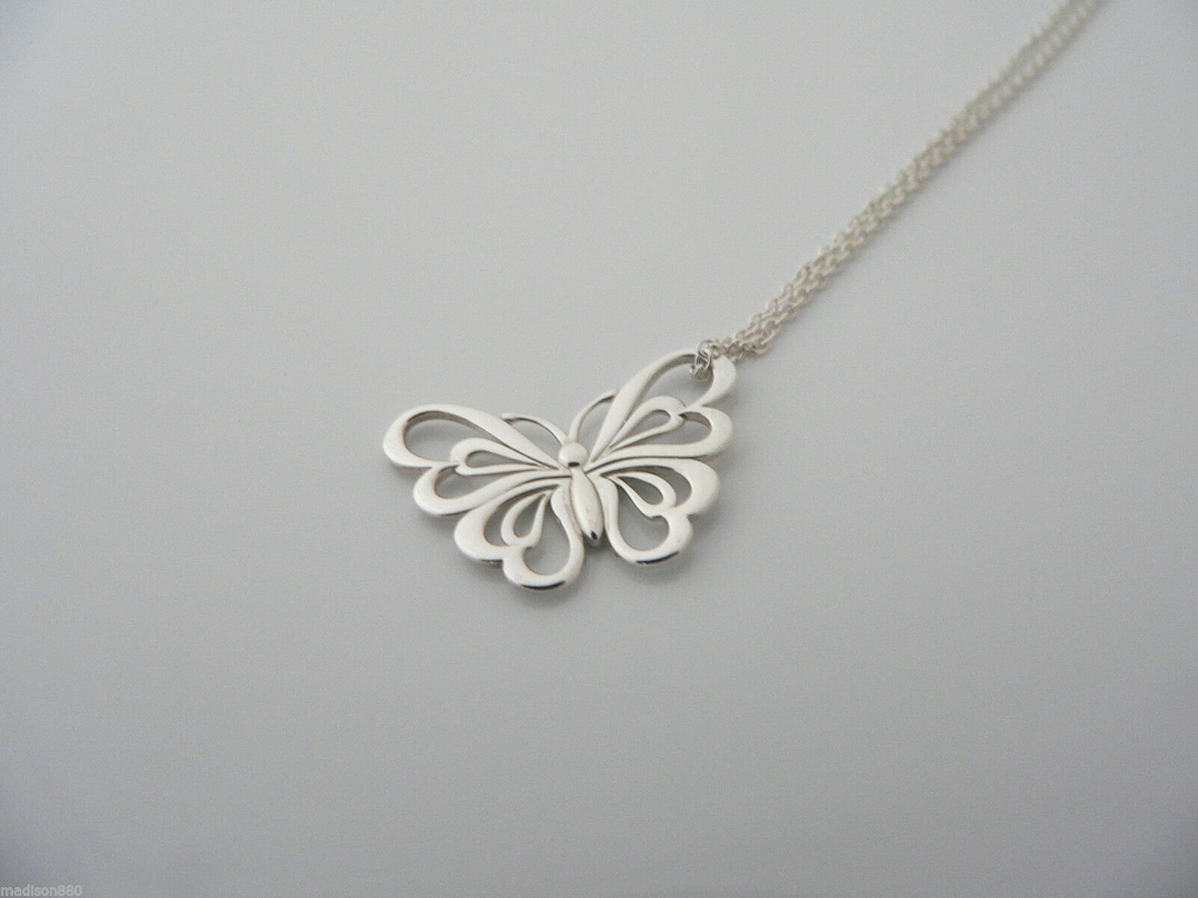 Tiffany & Co Silver Stencil Butterfly Necklace Pendant Charm