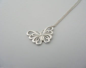 Tiffany Co Silver Stencil Butterfly Necklace Pendant Charm