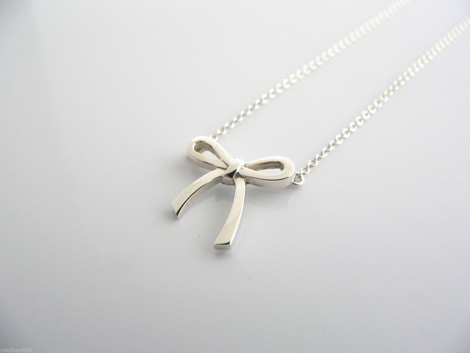 Tiffany & Co Silver Ribbon Bow Necklace Pendant Charm Chain Etsy