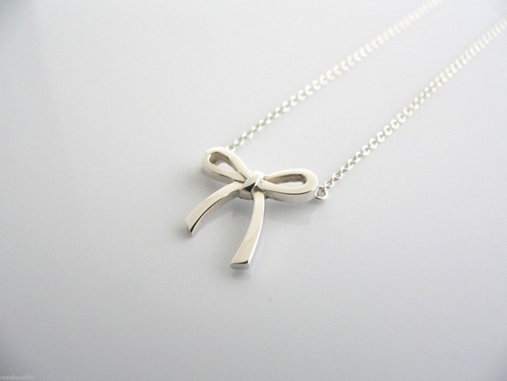 tiffany silver bow necklace