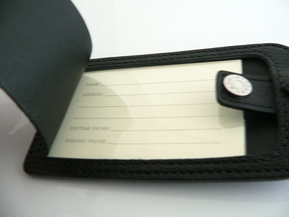 Tiffany And Co Black Textured Leather Luggage Tag… - image 6
