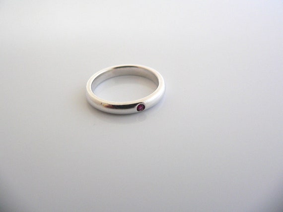 Tiffany Co Silver Peretti Ruby Ring Stacking Red … - image 2