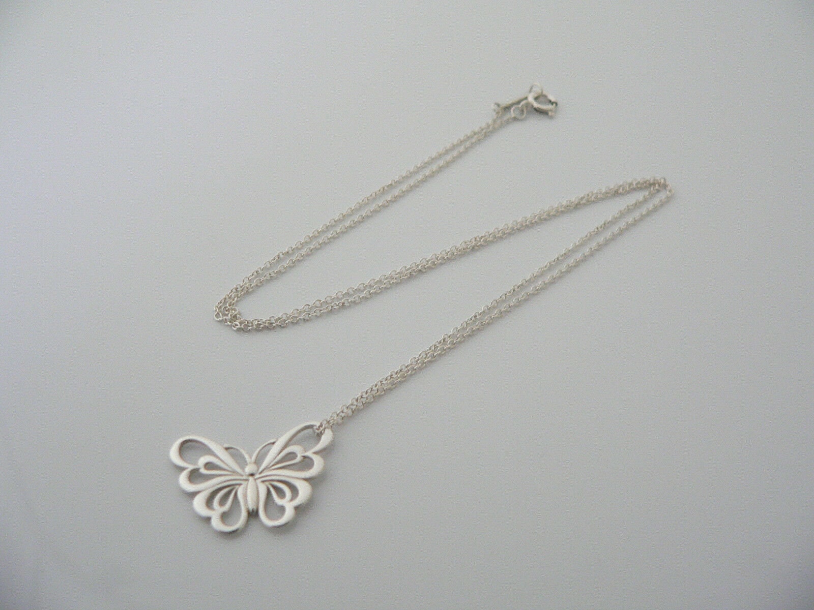 Tiffany & Co Silver Stencil Butterfly Necklace Pendant Charm