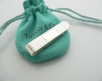 Tiffany & Co Tie Money Clip Man Sterling Jewelry Gift for Him His Anniversary Birthday Christmas Fathers Day Suede Pouch 925 Solid
