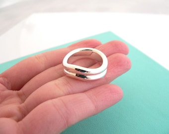 Tiffany & Co Silver Wave Ring Peretti Band Sz 6.5 Ocean Sea Lover Curved Gift for Her Jewelry Anniversary Christmas Birthday Graduation 925