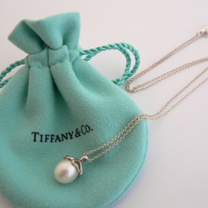 Tiffany & Co Sterling Silver Heart Cap Collar colgante Colgante Cadena de encanto Rare Long Length 21 pulgadas imagen 1