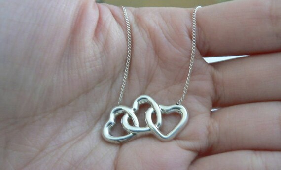 Tiffany And Co Silver Triple Heart Necklace Penda… - image 2