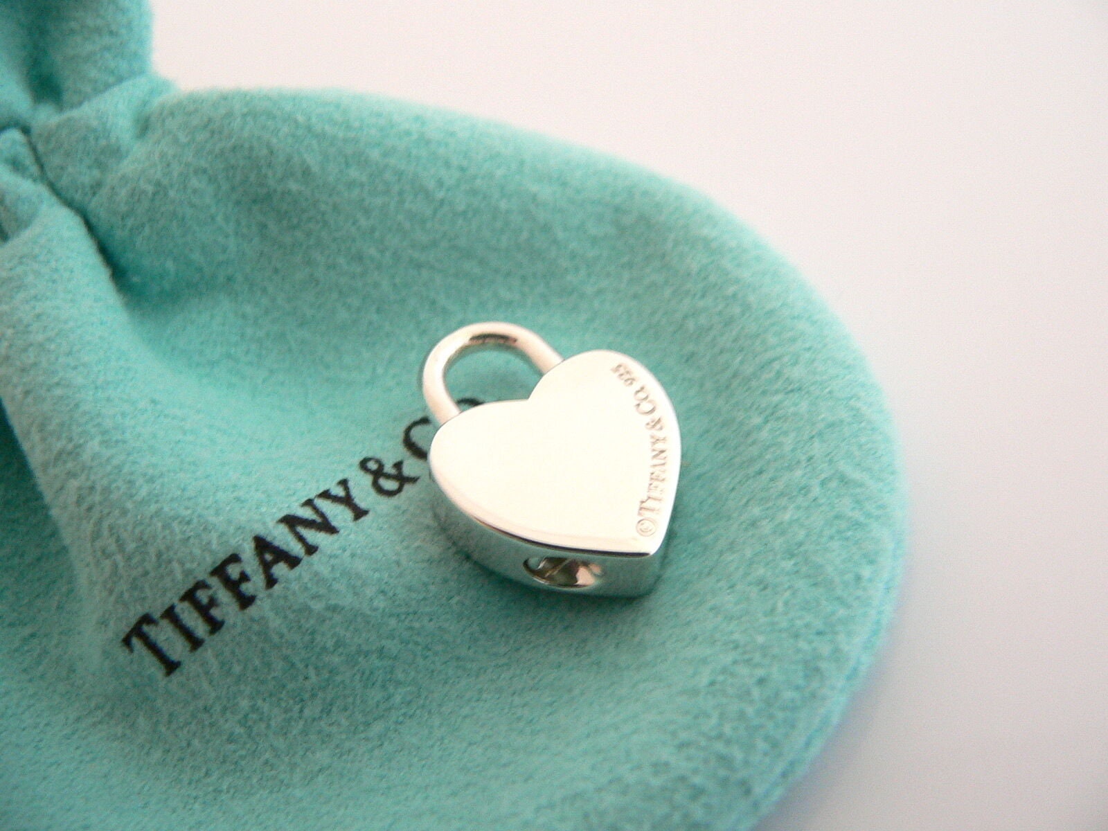 Tiffany and Co Silver Love Match Heart Padlock Pendant Charm Rare