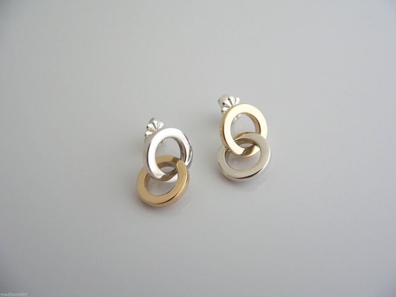 Tiffany & Co Silver 18K Gold Circles Dangling Dan… - image 3