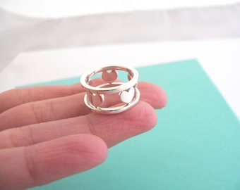 Tiffany & Co Heart Bar Ring Cut Out Band Sz 5 or 5.75 Gift for Her Art Silver Jewelry Anniversary Christmas Birthday Graduation Classic 925