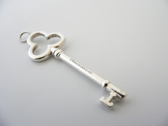 Tiffany and Co Silver Trefoil Key Pendant Charm 4 Necklace