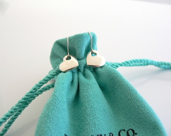 Tiffany y Co plata doble corazón colgante pendientes colgantes bolsa de regalo amor