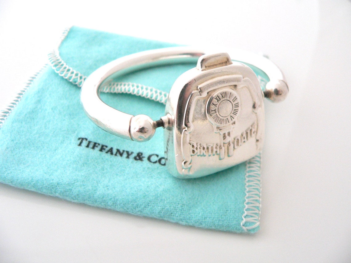 Tiffany And Co Silver Birth Date Baby Rattle Teether Rare