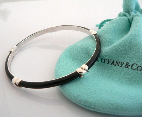 Tiffany And Co Silver Black Enamel Signature X Ba… - image 3