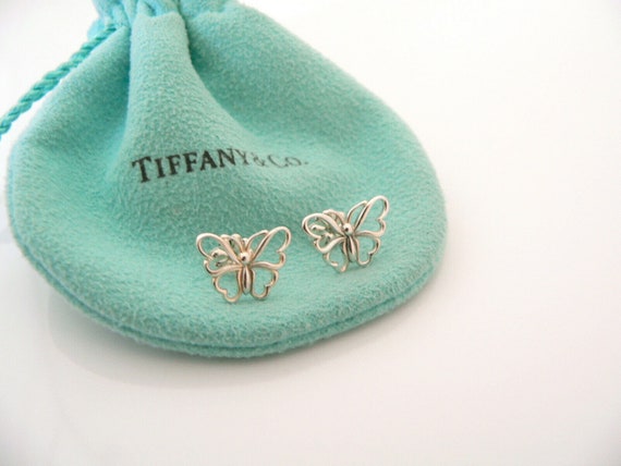 Tiffany and Co Silver Nature Butterfly Stencil Earrings  display picture 1