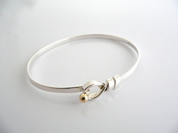 Tiffany And Co Silver 18K Gold Love Knot Hook Ban… - image 1