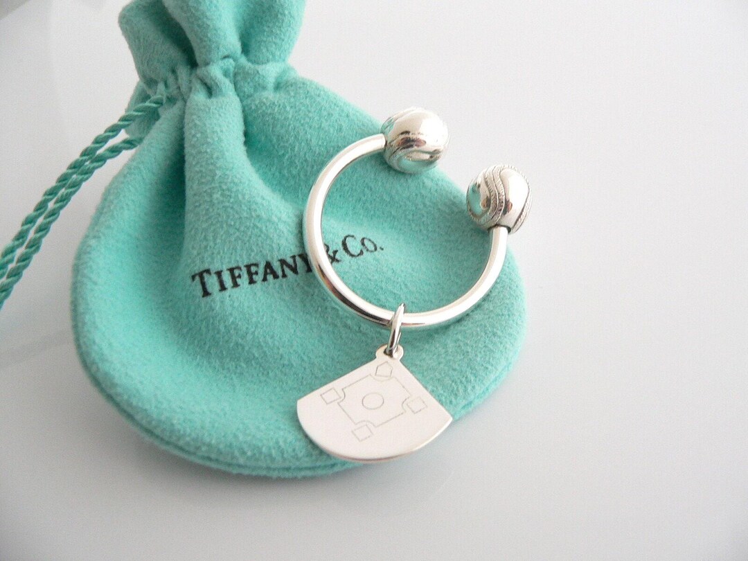 Tiffany & Co Silver Baseball Ball Diamond Key Ring Key Chain Keychain ...