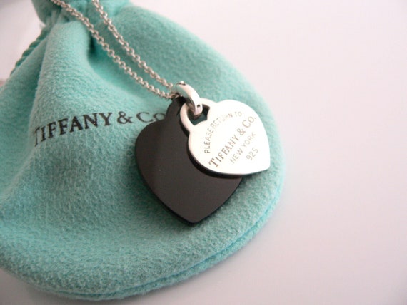 Return to Tiffany Double Heart Tag Key Ring in Silver with Tiffany Blue