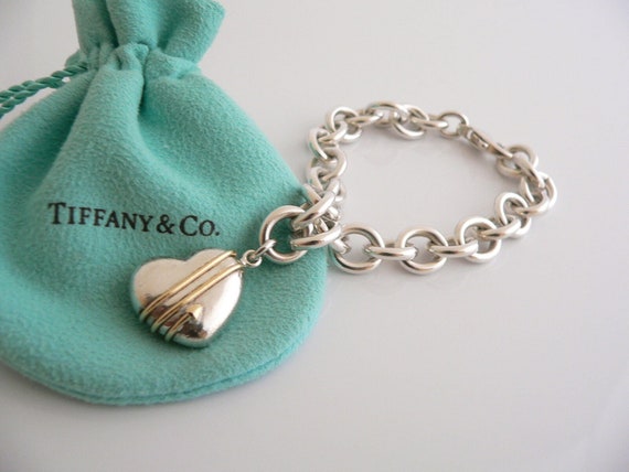 Tiffany And Co Silver 18K Gold Heart Arrow Charm … - image 1