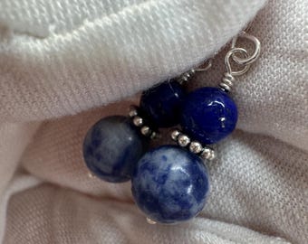 Denim Lapis and Lapis Lazuli Sterling Silver Earrings