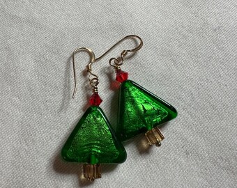 Murano Christmas Tree Earrings