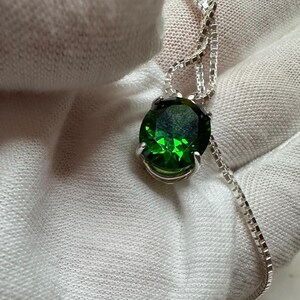 Emerald Green Cubic Zirconia Sterling Silver Adjustable Necklace