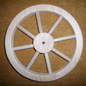 Handcrafted 8"  wooden wheel with 8 spokes.Part No. 1401-E