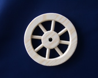 Handcrafted, 3" unfinished pine wood , eight spoked wheel Part nimber 1401-0
