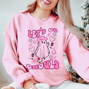 Halloween Sweatshirt, Pink Halloween, Western Sweatshirt, Let&#39;s Go Ghouls, Groovy Halloween, Retro Halloween, Cute Fall Shirt, Gifts For Her