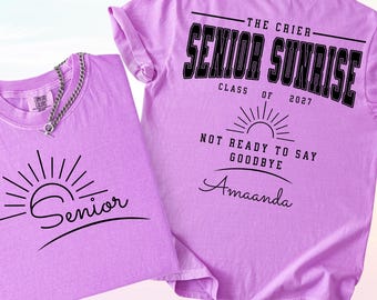Personalized Senior Sunrise T-Shirt, Matching Class of 2027 Custom Tee