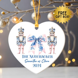 Personalized Nutcracker Christmas Ornament, Custom Coquette Ballet Ornament, Nutcracker Lover Gift, Ballerina Keepsake Ornament