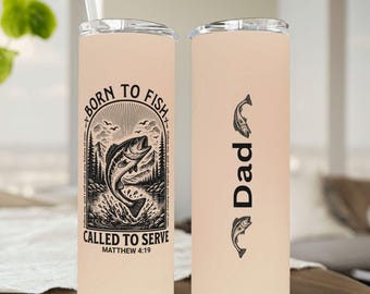 Personalized Fishing Tumbler For Dad, Custom Father's Day Gift, Fishers Of Men Drinkware, Men's Bible Verse Gift,  Gift From Kids