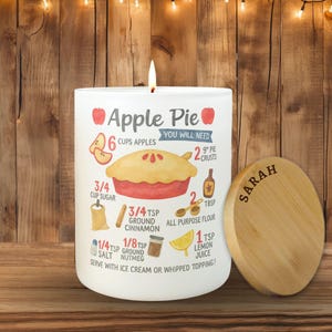 Apple Pie Recipe Candle, Custom Fall Kitchen Candle, Farmhouse Kitchen Decor, Gift For Baker, Fall Hostess Gift, Housewarming Gift