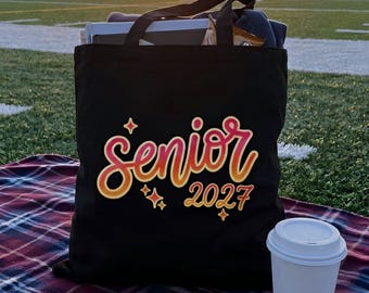 Senior 2027 Tote Bag, Class of 2027 Gift, Senior Girl Tote Bag, Senior Year School Bag, Senior Sunrise Tote, Graduation Gift for Her