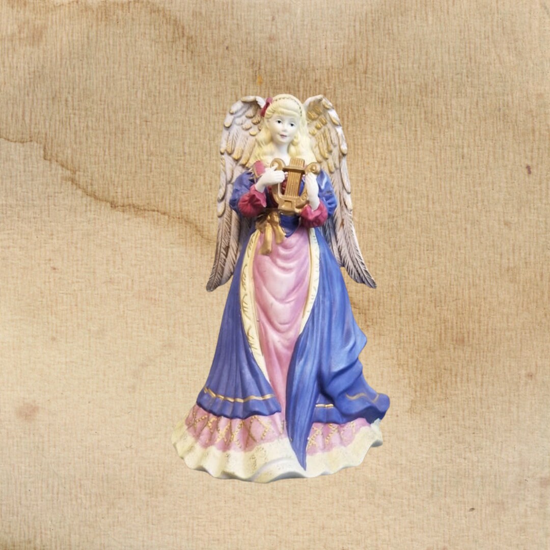 Angel with harp music box Ceramic Angel music box Etsy