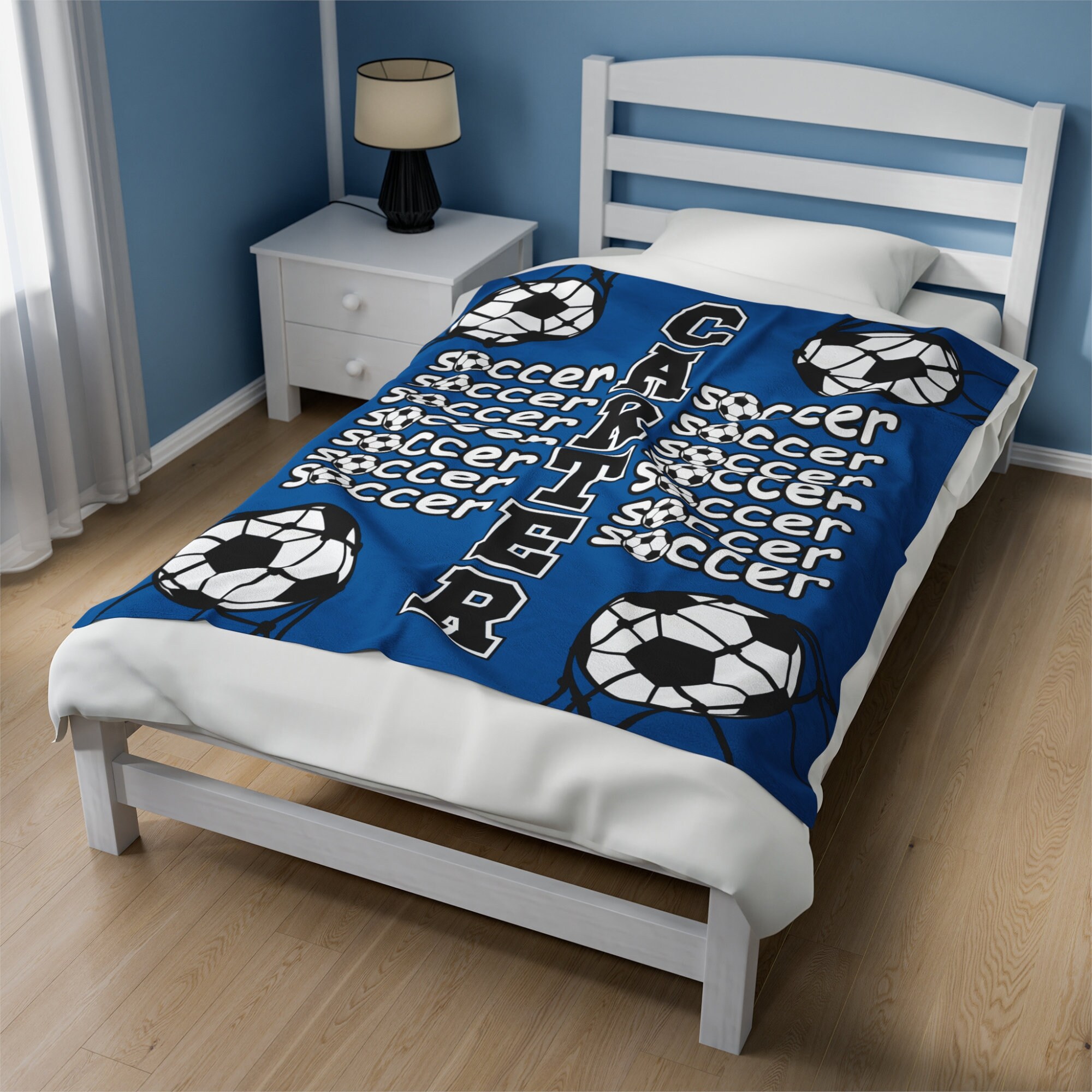 Personalized Name Blanket, Personalized Soccer Blanket, Game Day