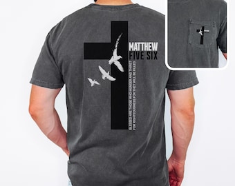 Christian Pocket  T-Shirt for Men, Comfort Colors Bible Verse Tee, Religious Gift for Him, Faith-Based T Shirt, Christian Streetwear