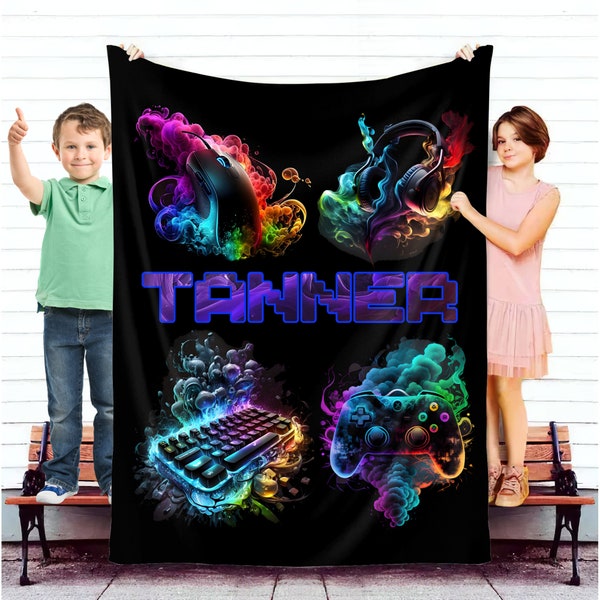 Personalized Gamer Blanket, Gaming Theme Throw Blanket, Custom video Game Blanket, Gift For Teens, Gift For Kids, Gift For Him