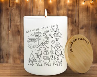 Funny Personalized Camping Soy Candle, Mountain Cabin Decor, Hiker Gifts
