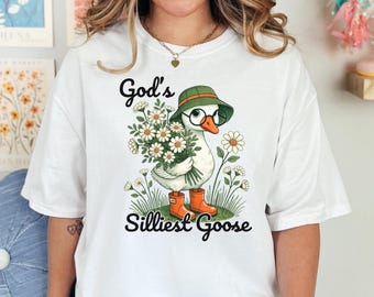 Funny Christian Comfort Colors T-Shirt, God's Silliest Goose Tee