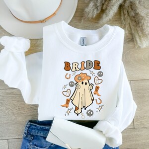 Halloween Bachelorette Party Sweatshirt, Western Bridal Party, Halloween Bride Shirt, Fall Bride, Let&#39;s Go Ghouls, Spooky Crewneck