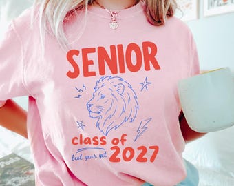Personalized Mascot Senior Shirt, Senior Game Day Comfort Colors Tee, Custom High School Shirt, Class of 2027 Apparel