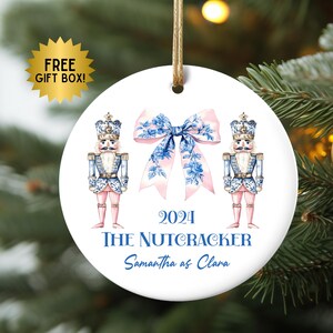 Personalized Nutcracker Christmas Ornament, Custom Coquette Ballet Ornament, Nutcracker Lover Gift, Ballerina Keepsake Ornament