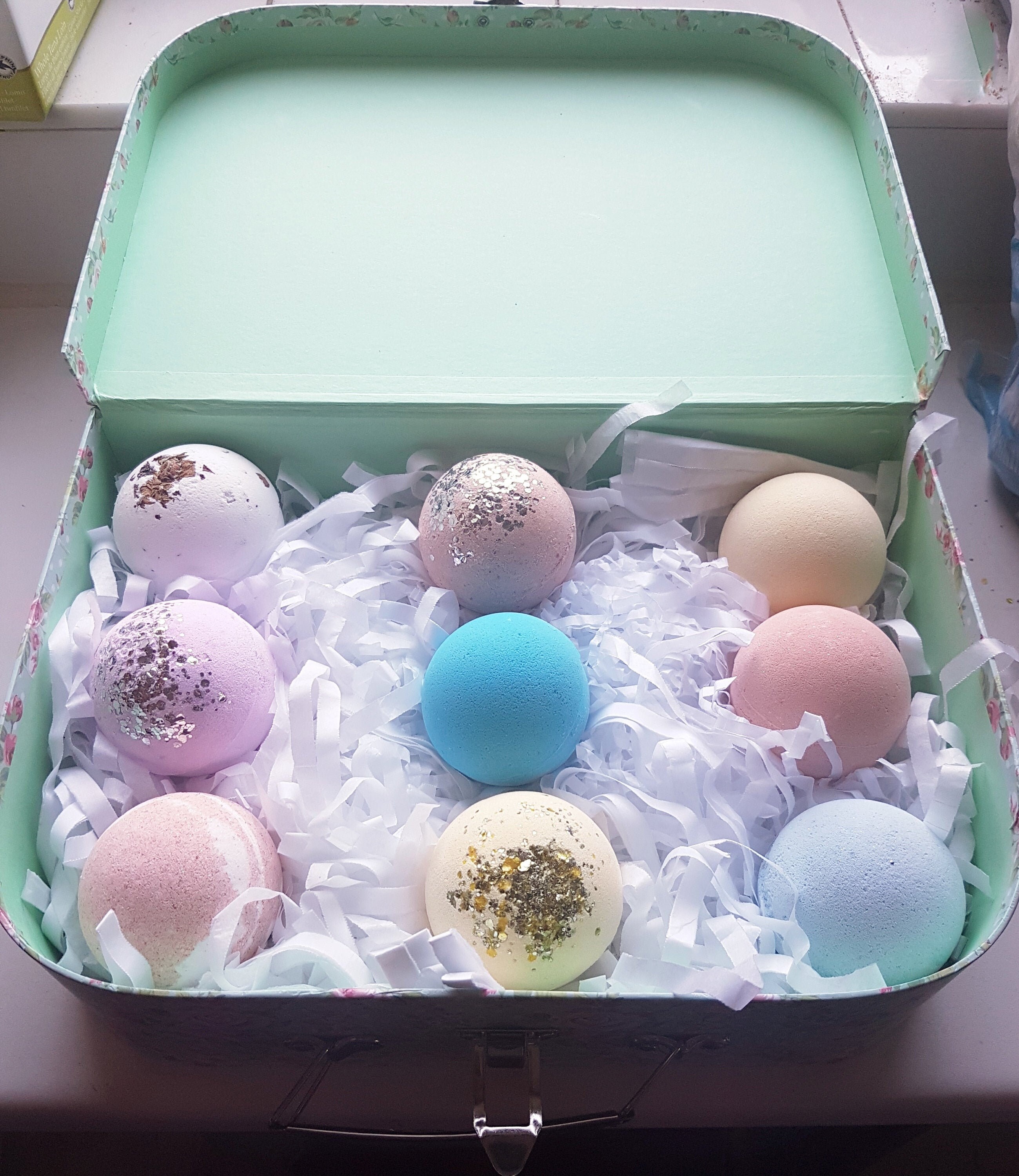 9 Bath Bomb Gift Set in a Floral Suitcase Female Present Etsy UK