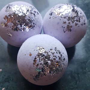 Parma Violet Bath Bomb with biodegradable glitter, Heaven Scented bath bombs, UK bath bombs, glitter bath bomb