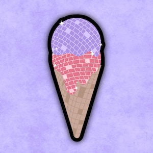 Disco Eistüte Aufkleber | Diskokugeln | Retro | Matte Aufkleber | Pastell | Sommer | Nationaler Eis Tag