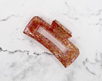 Orange Splattered Ink Rectangle Hair Claw Clip | Halloween | Trendy Accessories